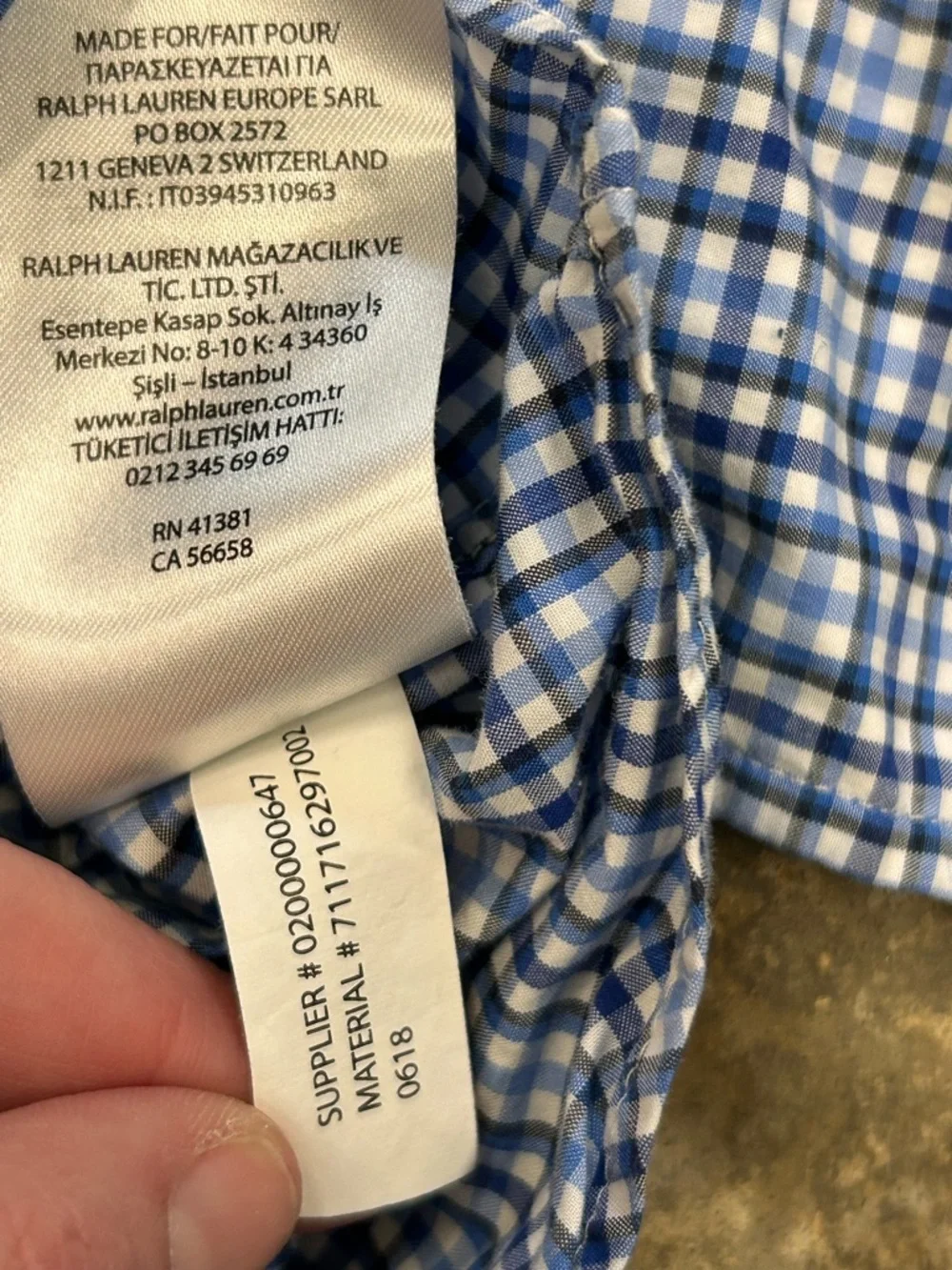 Polo Ralph Lauren Men’s XLT Blue Navy White Plaid‎ Checker Button Down L/S Shirt